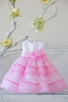 Bubble Pink Organza Double Layered Infant Girl Dress